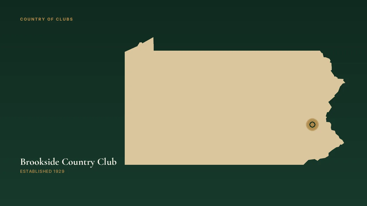 Map illustration marking the location of Brookside Country Club in Macungie, Pennsylvania.