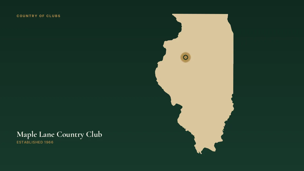 Map illustration marking the location of Maple Lane Country Club in Elmwood, Illinois.