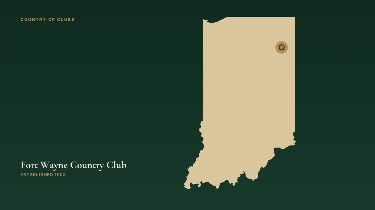 Map illustration marking the location of Fort Wayne Country Club in Fort Wayne, Indiana.