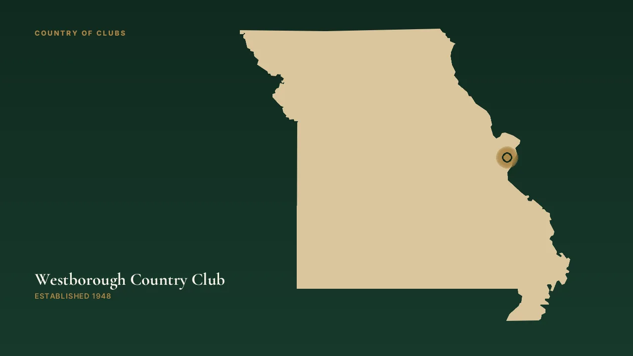 Map illustration marking the location of Westborough Country Club in St. Louis, Missouri.