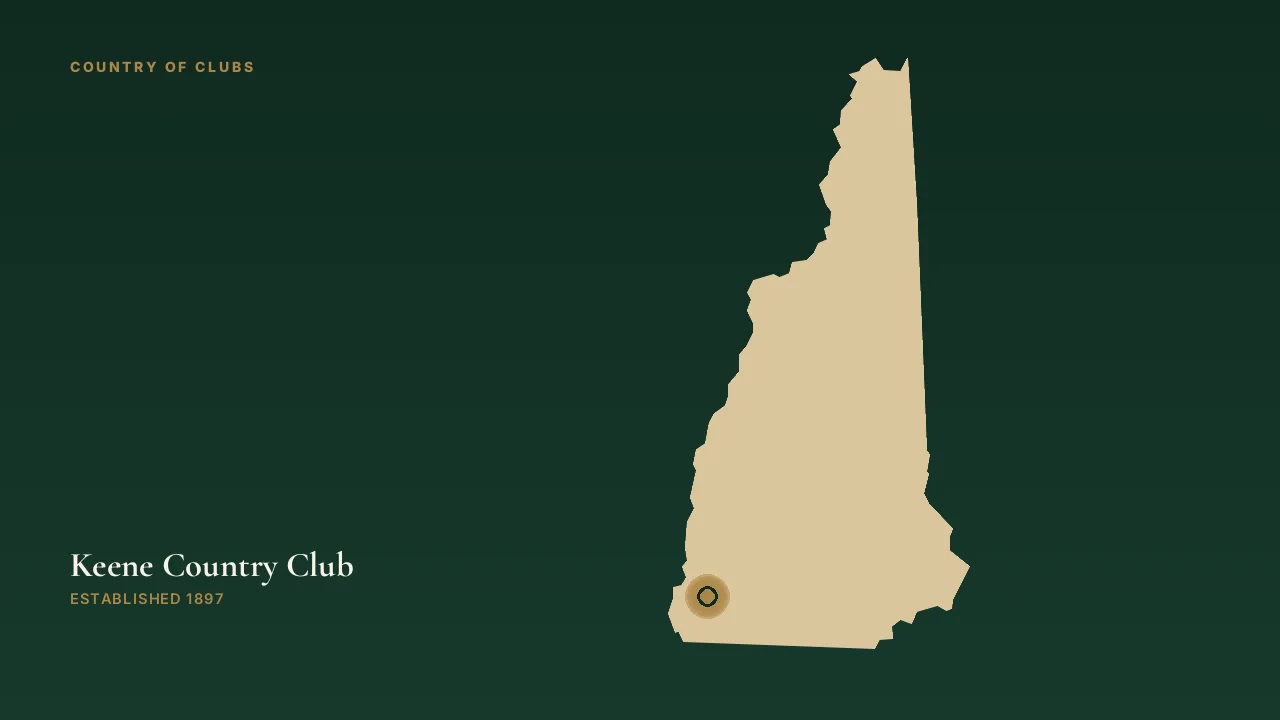 Map illustration marking the location of Keene Country Club in Keene, New Hampshire.