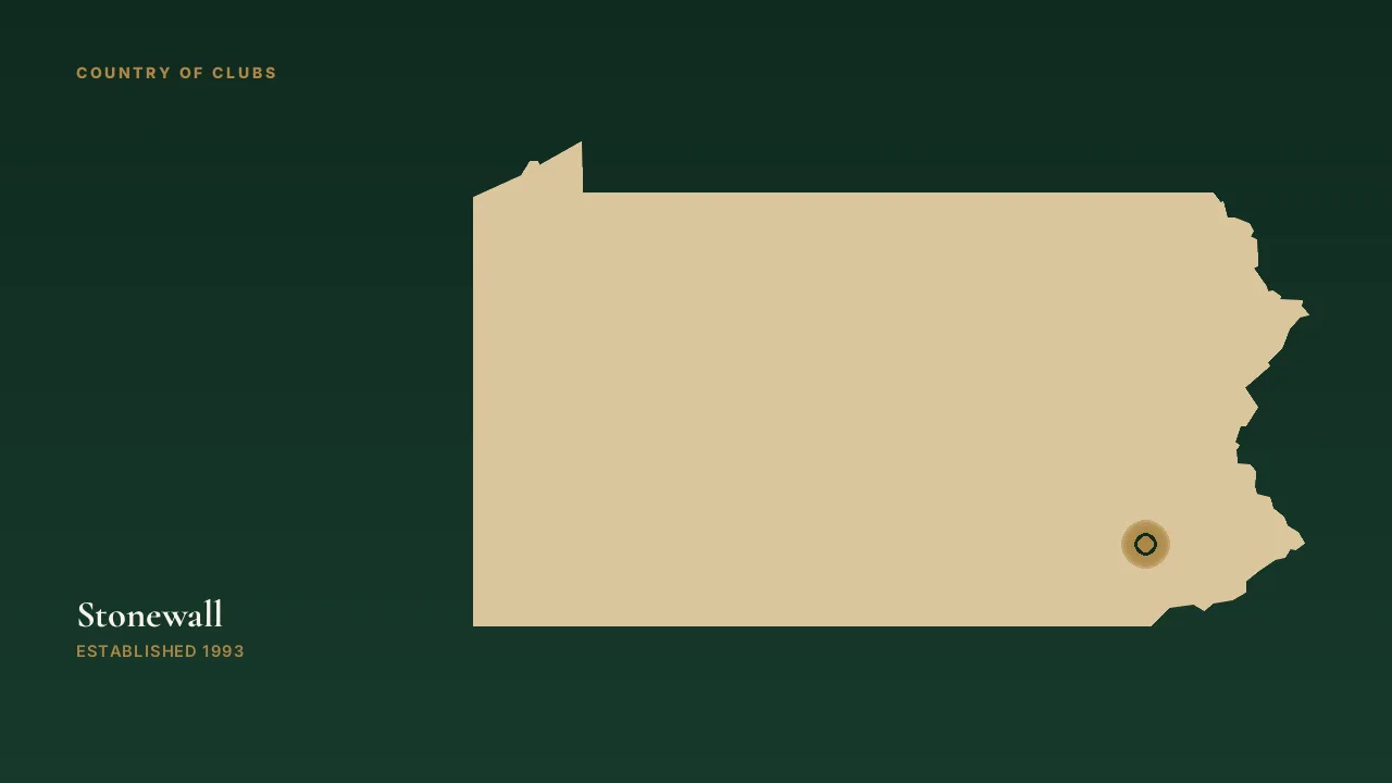 Map illustration marking the location of Stonewall in Elverson, Pennsylvania.