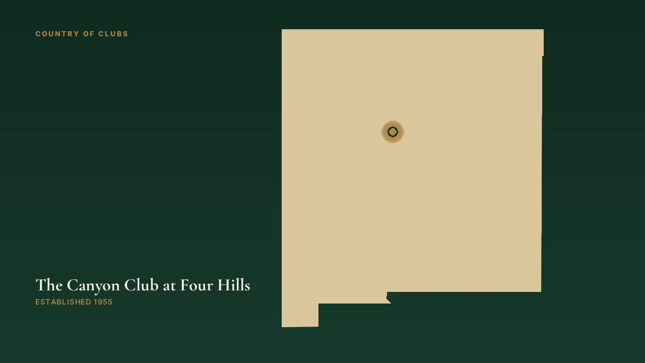 Map illustration marking the location of The Canyon Club at Four Hills in Albuquerque, New Mexico.