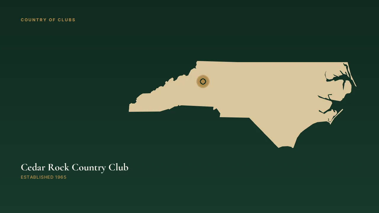 Map illustration marking the location of Cedar Rock Country Club in Lenoir, North Carolina.