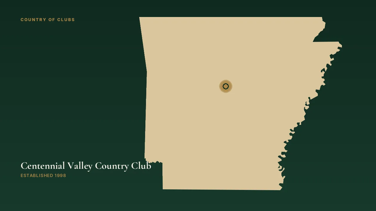 Map illustration marking the location of Centennial Valley Country Club in Conway, Arkansas.