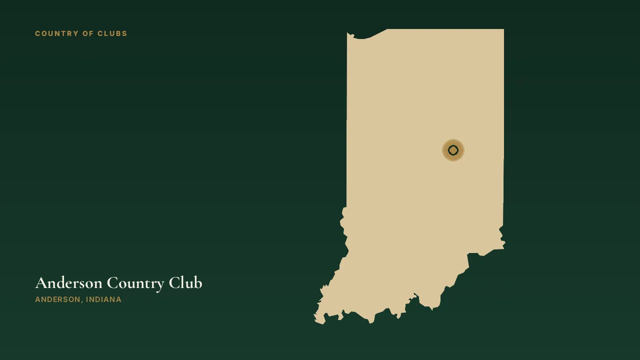 Map illustration marking the location of Anderson Country Club in Anderson, Indiana.