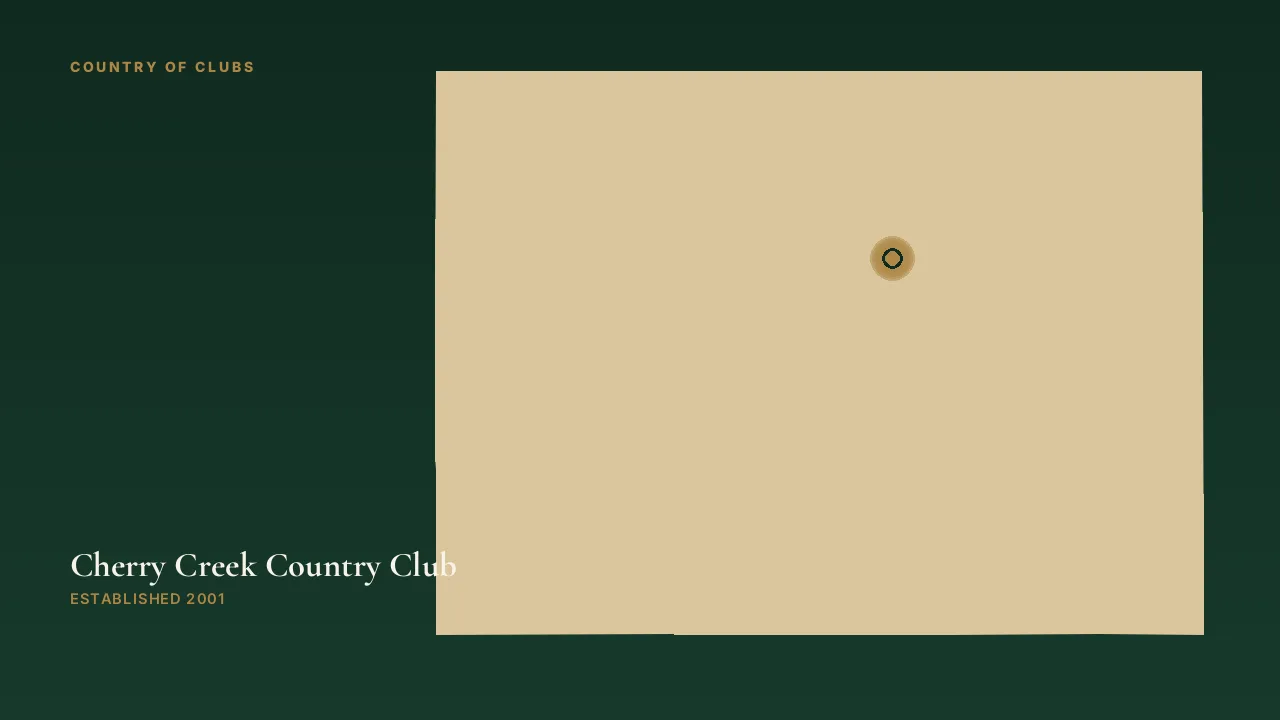 Map illustration marking the location of Cherry Creek Country Club in Denver, Colorado.