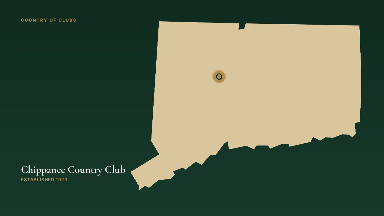 Map illustration marking the location of Chippanee Country Club in Bristol, Connecticut.