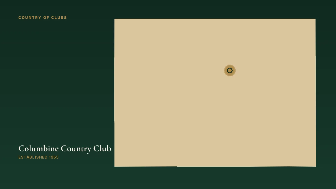 Map illustration marking the location of Columbine Country Club in Littleton, Colorado.