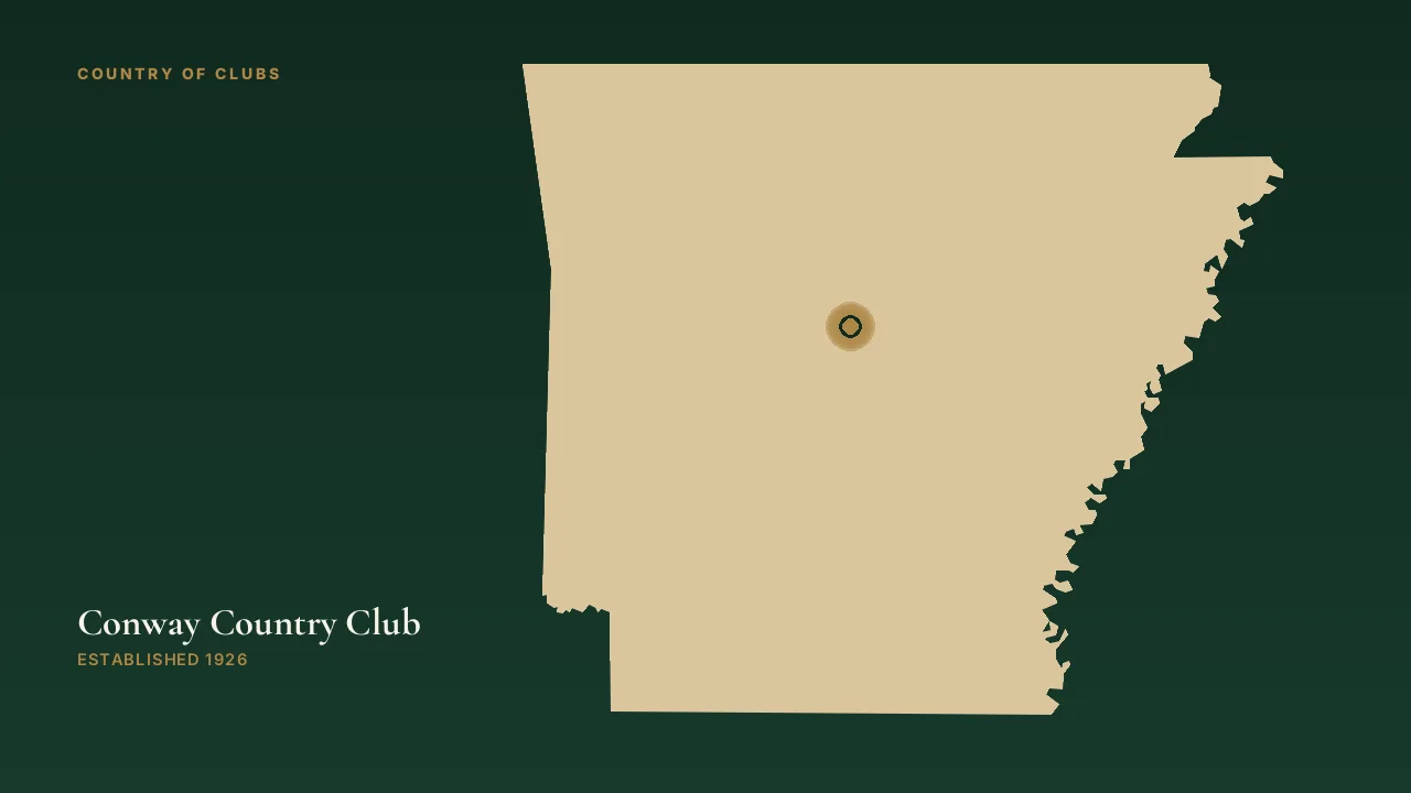 Map illustration marking the location of Conway Country Club in Conway, Arkansas.