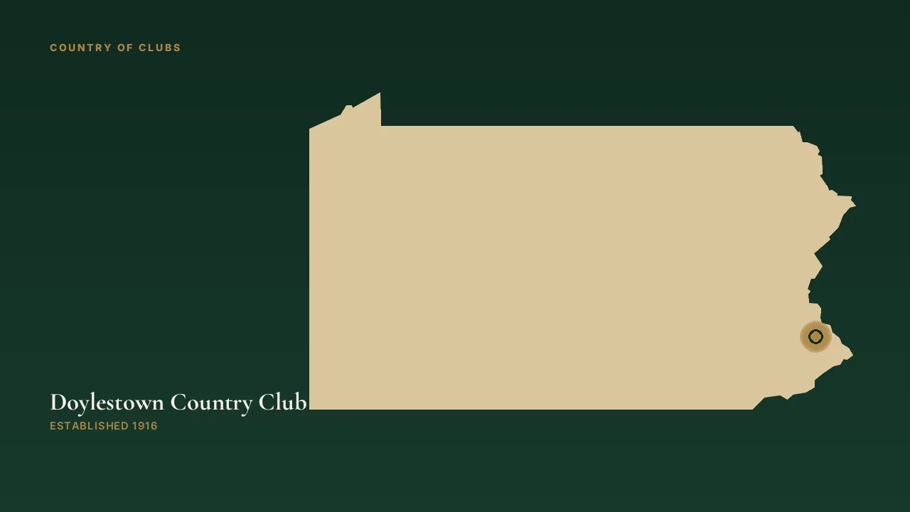 Map illustration marking the location of Doylestown Country Club in Doylestown, Pennsylvania.