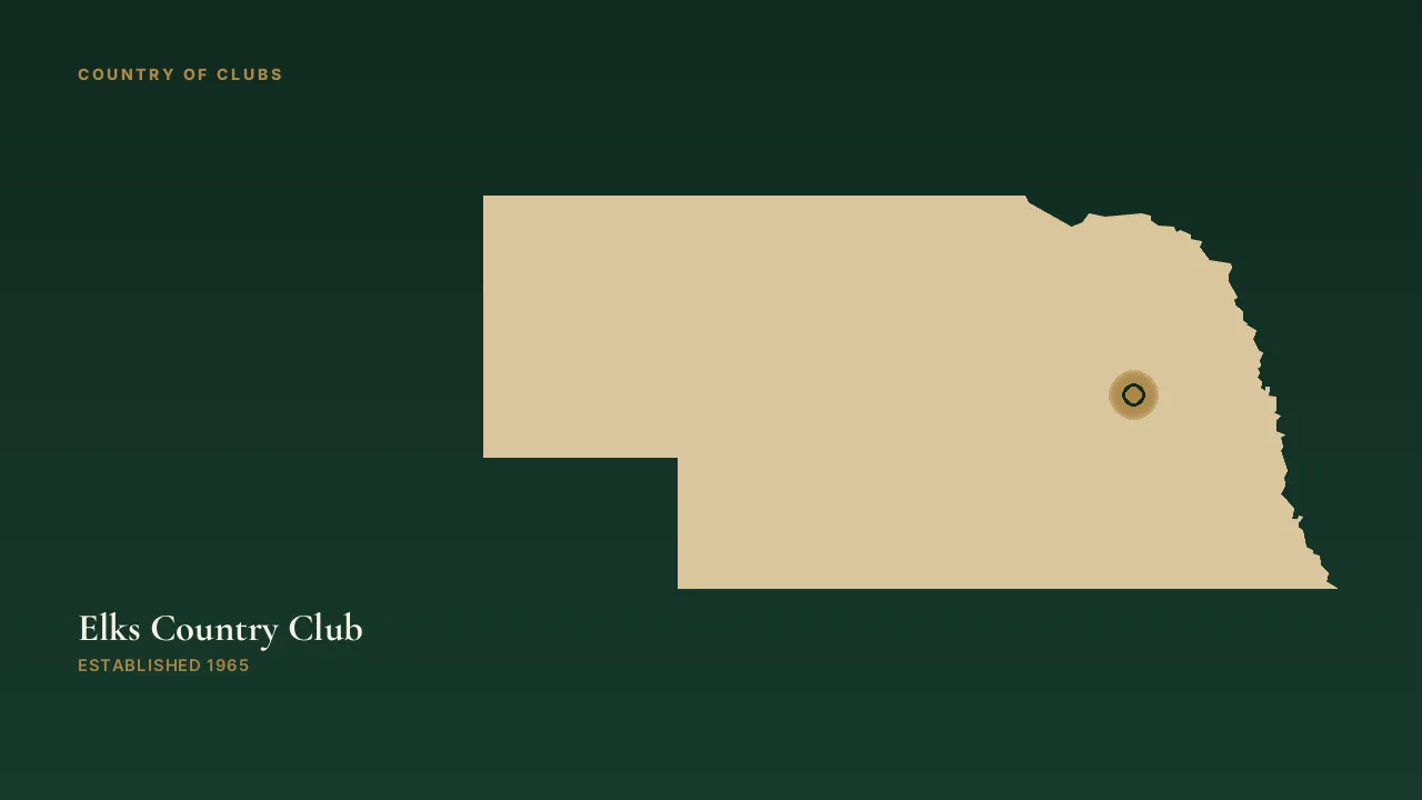 Map illustration marking the location of Elks Country Club in Columbus, Nebraska.